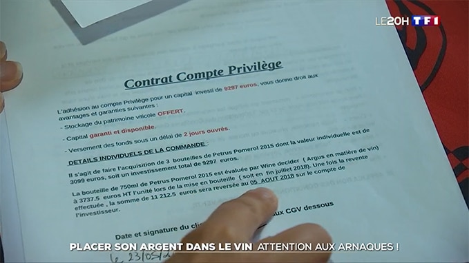 reportage jt 20h tf1 arnaque à l'investissement dans le vin